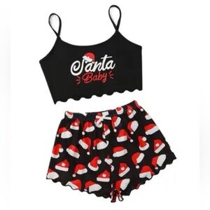 Santa Baby Women's Black and Red Sleepwear Set